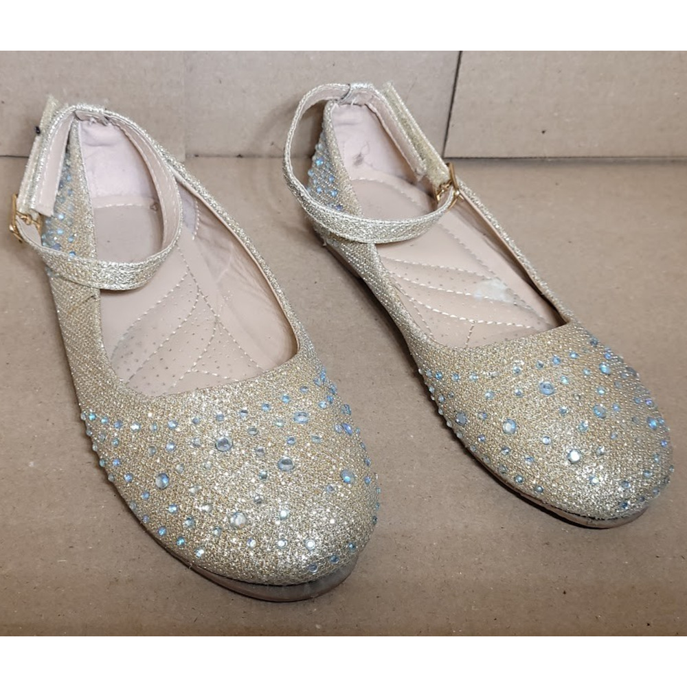 Tahari girls ballerina silver flat shoes size 13